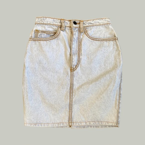 Vintage Dresses & Skirts - Vintage Young Rascals Summer Fun Club Acid Wash Denim Skirt